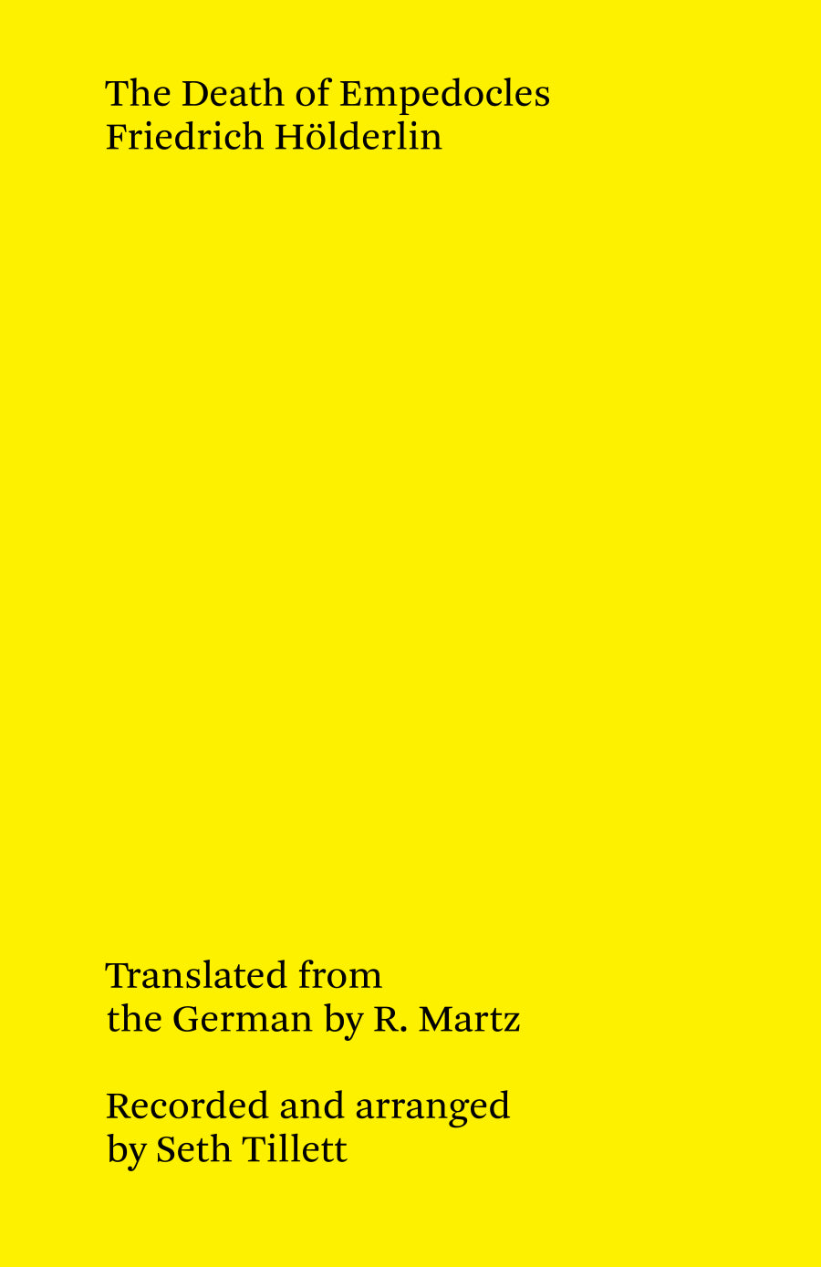 Hölderlin, Friedrich / Martz (tr.) / Tillett (ed.): The Death of Empedocles