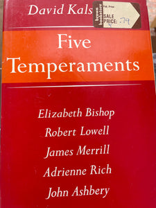 Kalstone, David: Five Temperaments [used hardcover]