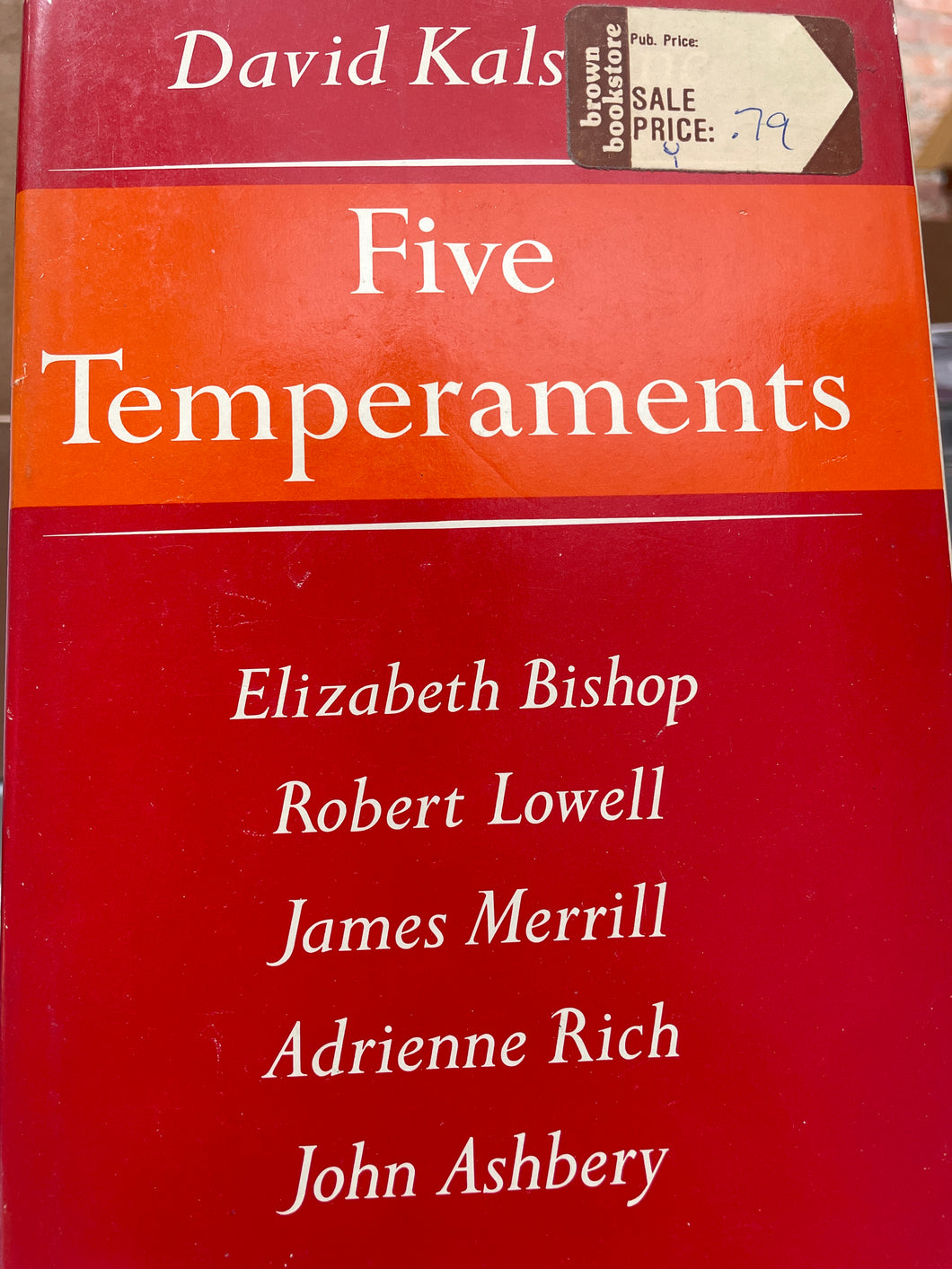 Kalstone, David: Five Temperaments [used hardcover]