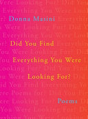 [05/12/26] Masini, Donna: Did You Find Everything You Were Looking For? (HB)