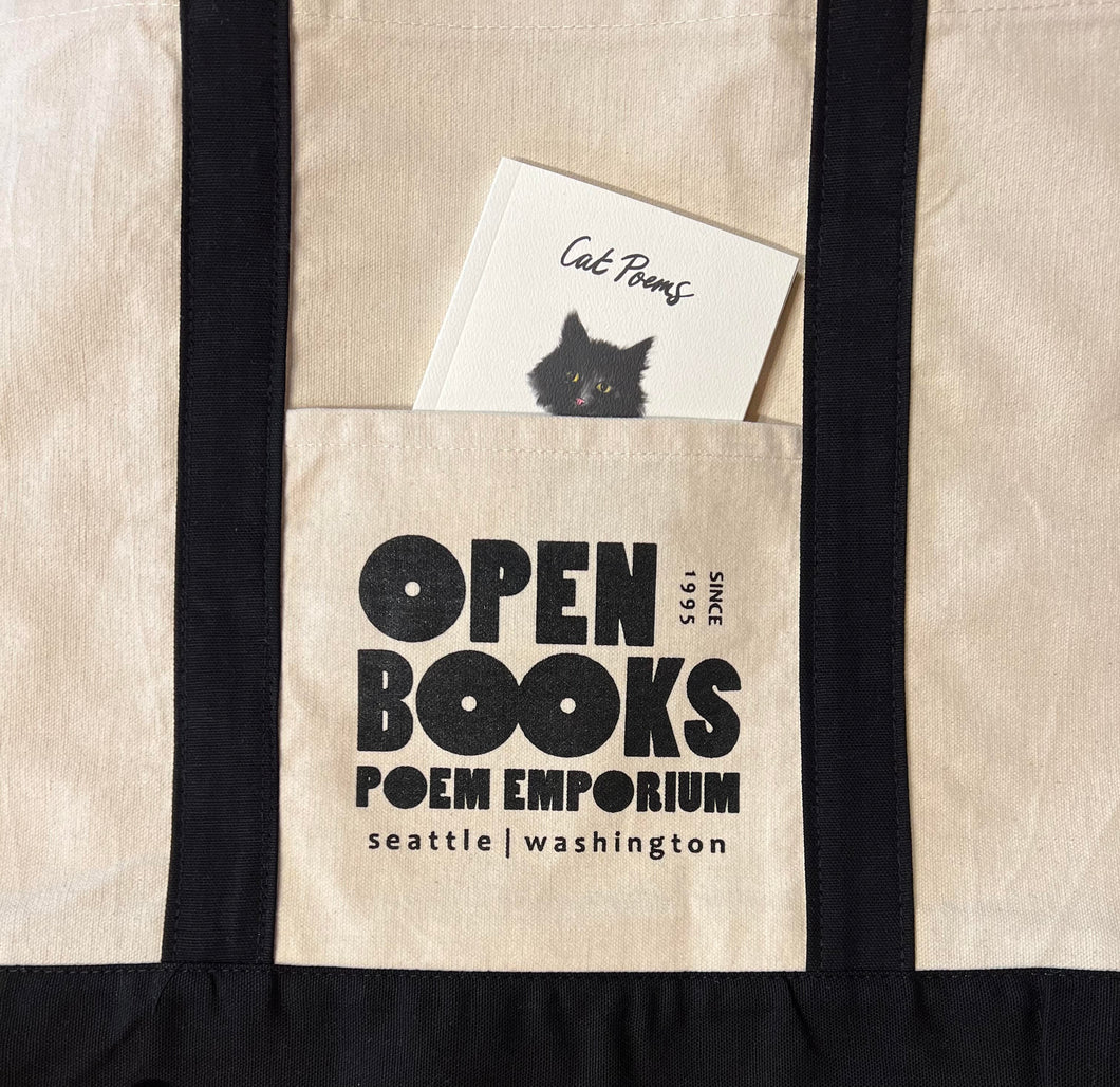 Large Tote with Book Pocket, Black Lettering